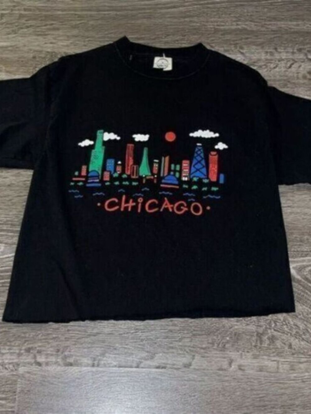 Women’s Graphic Chicago Chi Town Black Short Sleeve Crop Top Tee